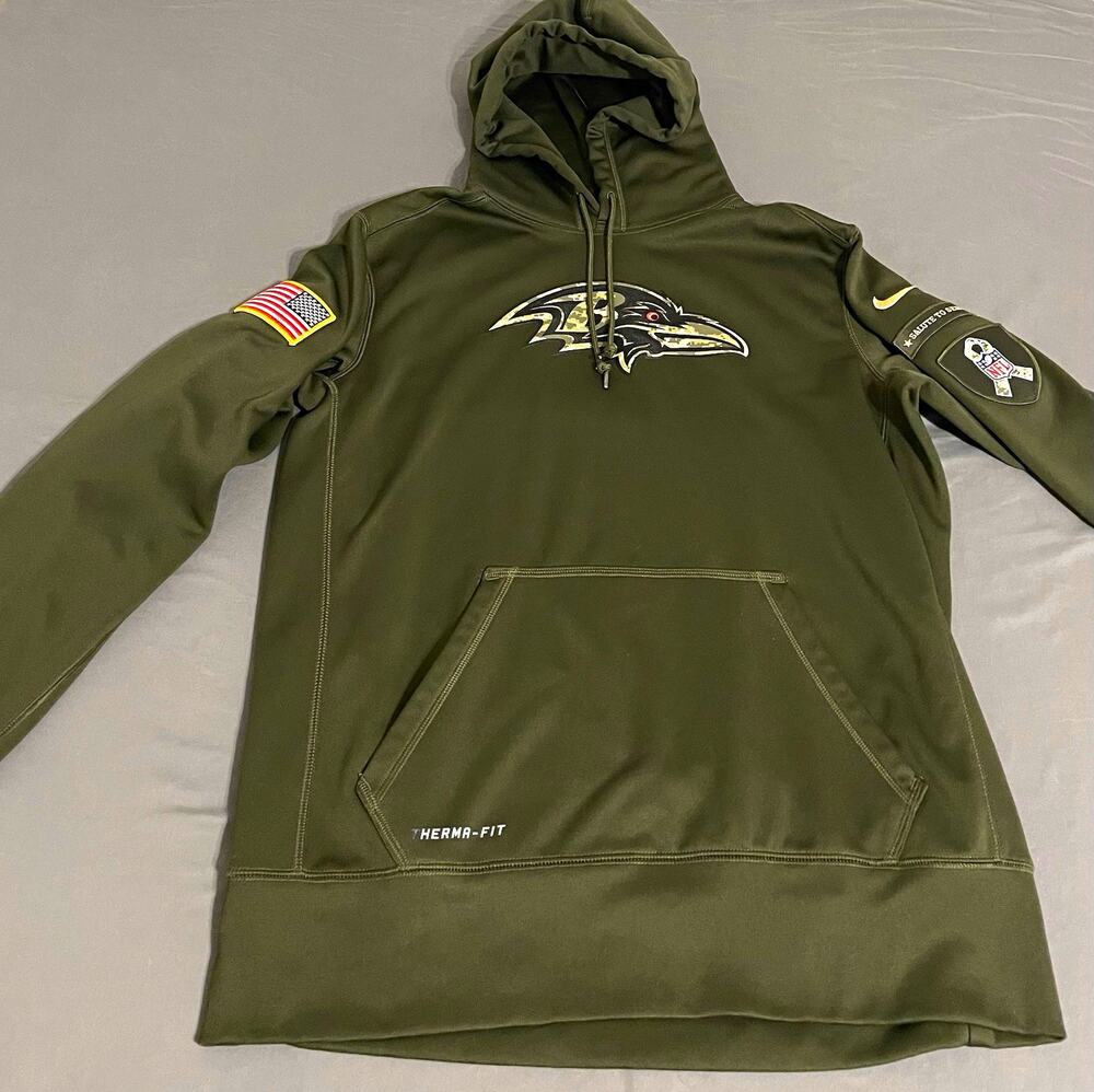 Nike Baltimore Ravens Salute to Service Hoodie Mens Large Olive Green 695821